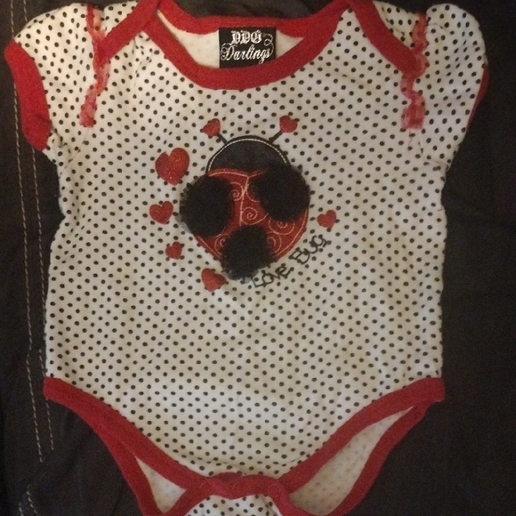 Darling Other - Darling Red and White Bodysuit with Ladybug Design​